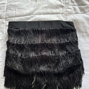 Bardot Black Fringe Strapless Top